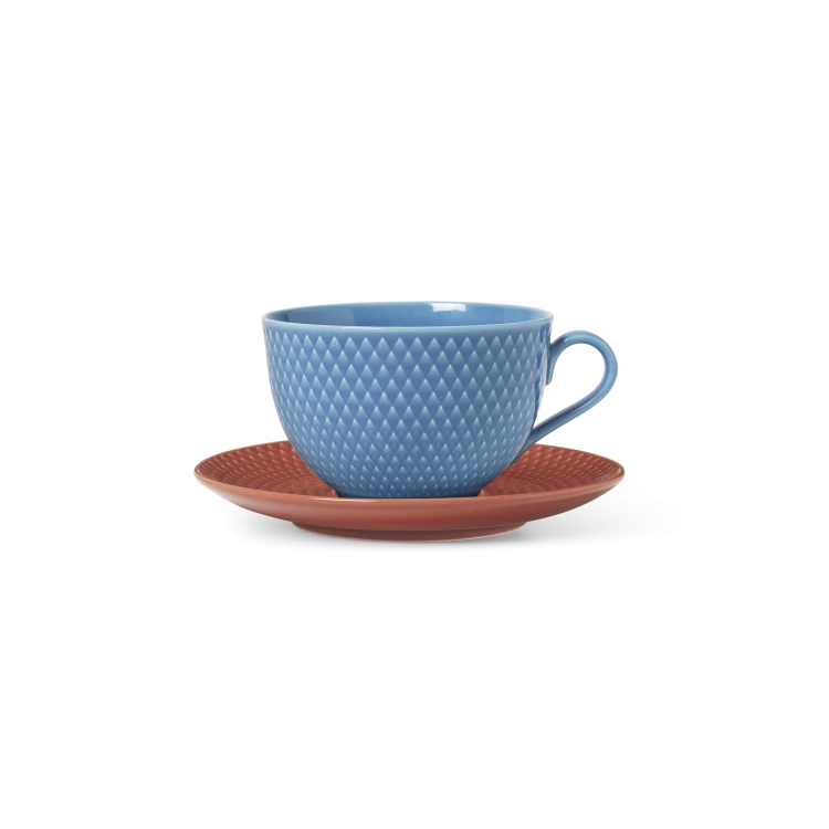 Rhombe Color Tea Cup With Matching Saucer