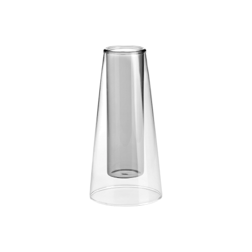 Doublé Small Trapezoid Double-Wall Glass Vase – Gray