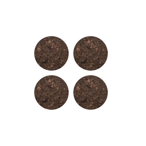 Round Black Cork Coasters, Set of 4